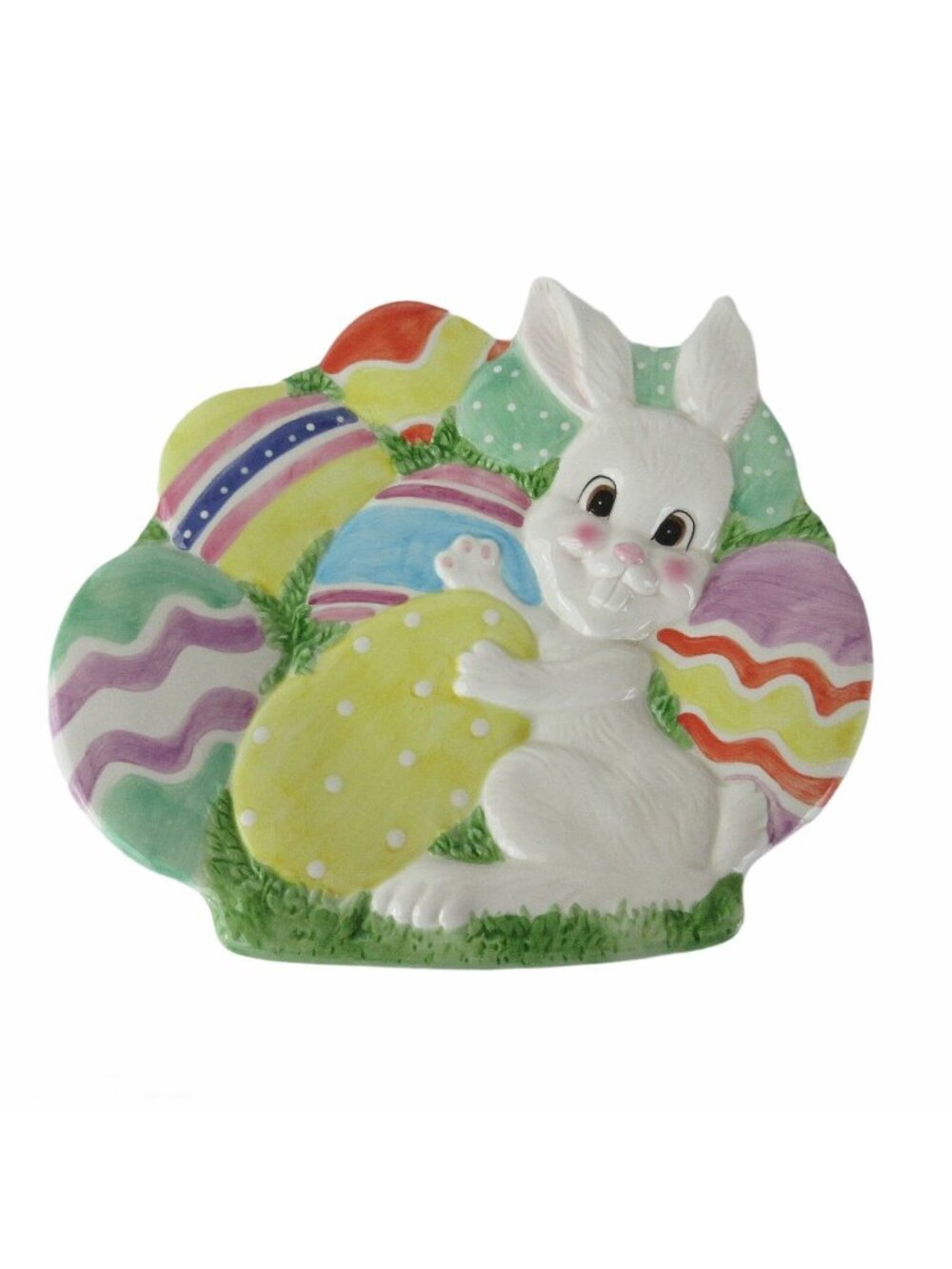 Fitz and Floyd Gathering Eggs Bunny Rabbit Plate 9" Easter Spring Wall Mount